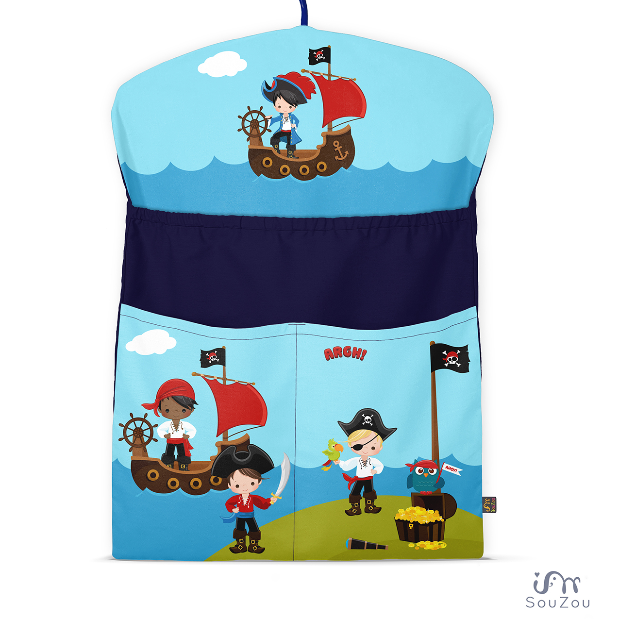 AUTORSKÝ KAPSÁŘ na ramínko do školky PIRÁTI