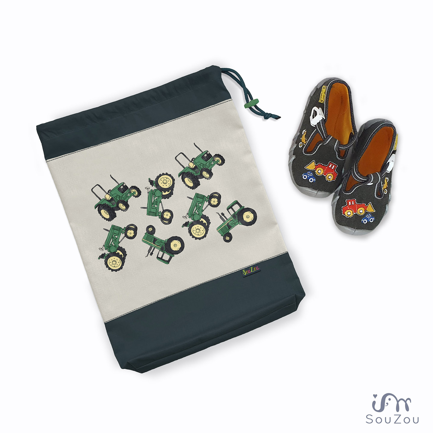 AUTORSKÝ pytlík na bačkorky TRAKTORY