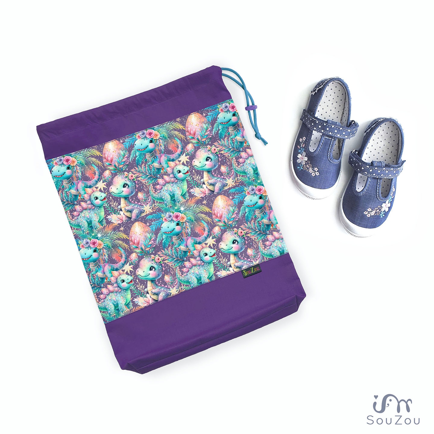 AUTORSKÝ pytlík na bačkorky DINO GIRL