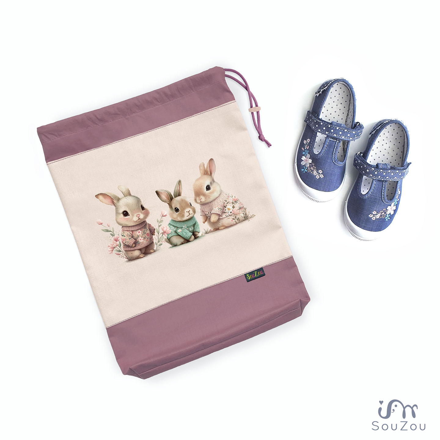 AUTORSKÝ pytlík na bačkorky KRÁLÍČCI