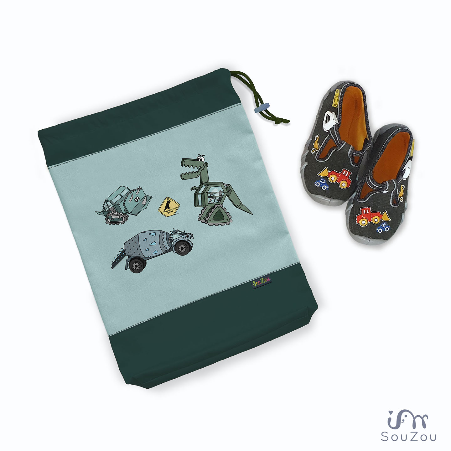 AUTORSKÝ pytlík na bačkorky DINO CAR