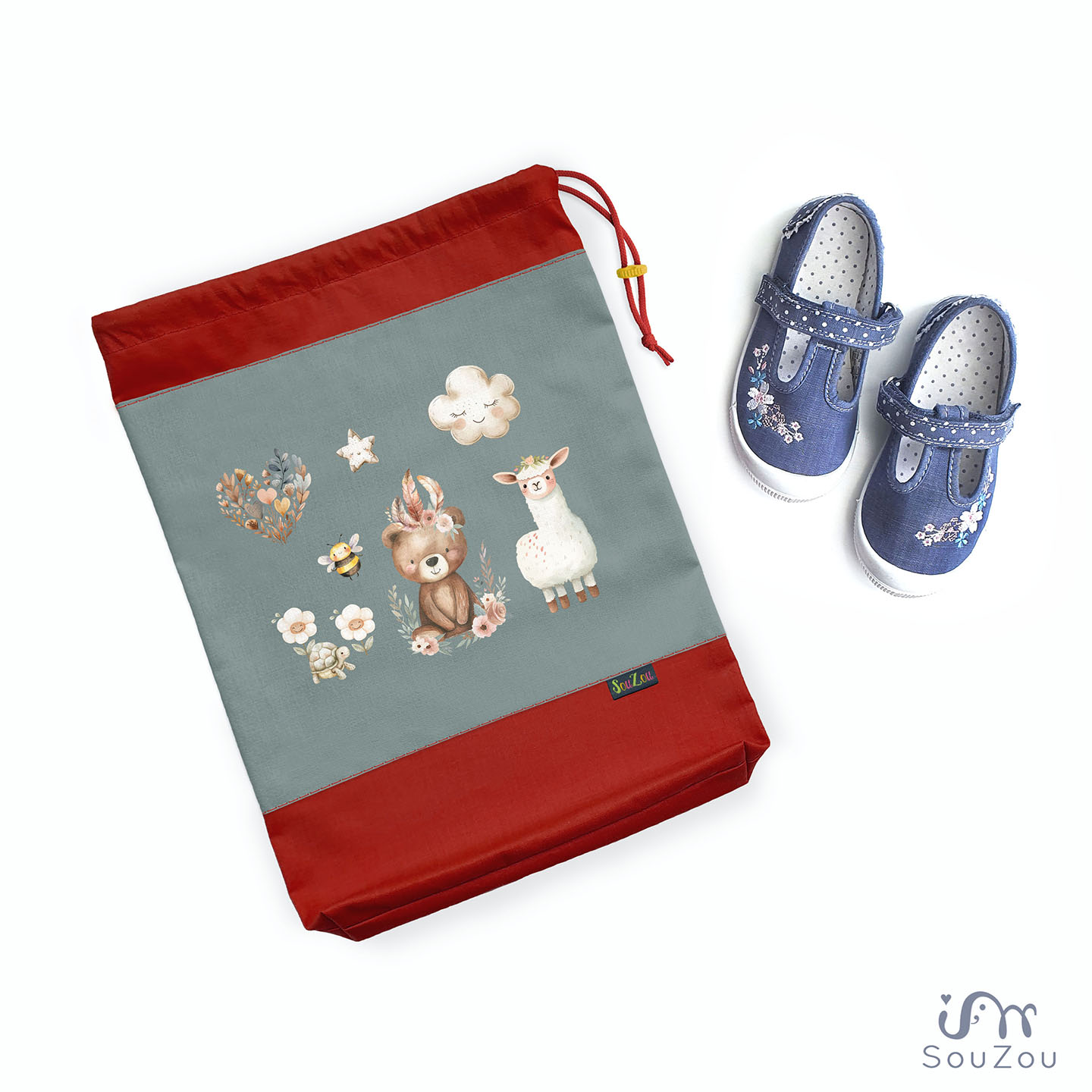 AUTORSKÝ pytlík na bačkorky BOHO ZVÍŘÁTKA