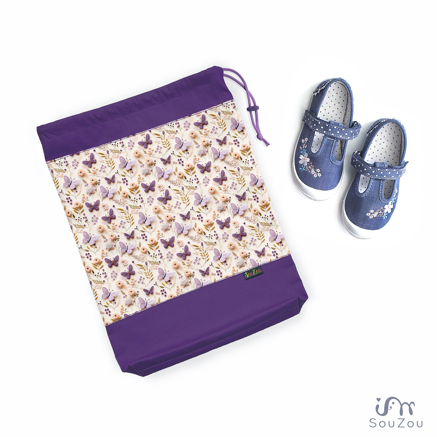 AUTORSKÝ pytlík na bačkorky MOTÝLCI