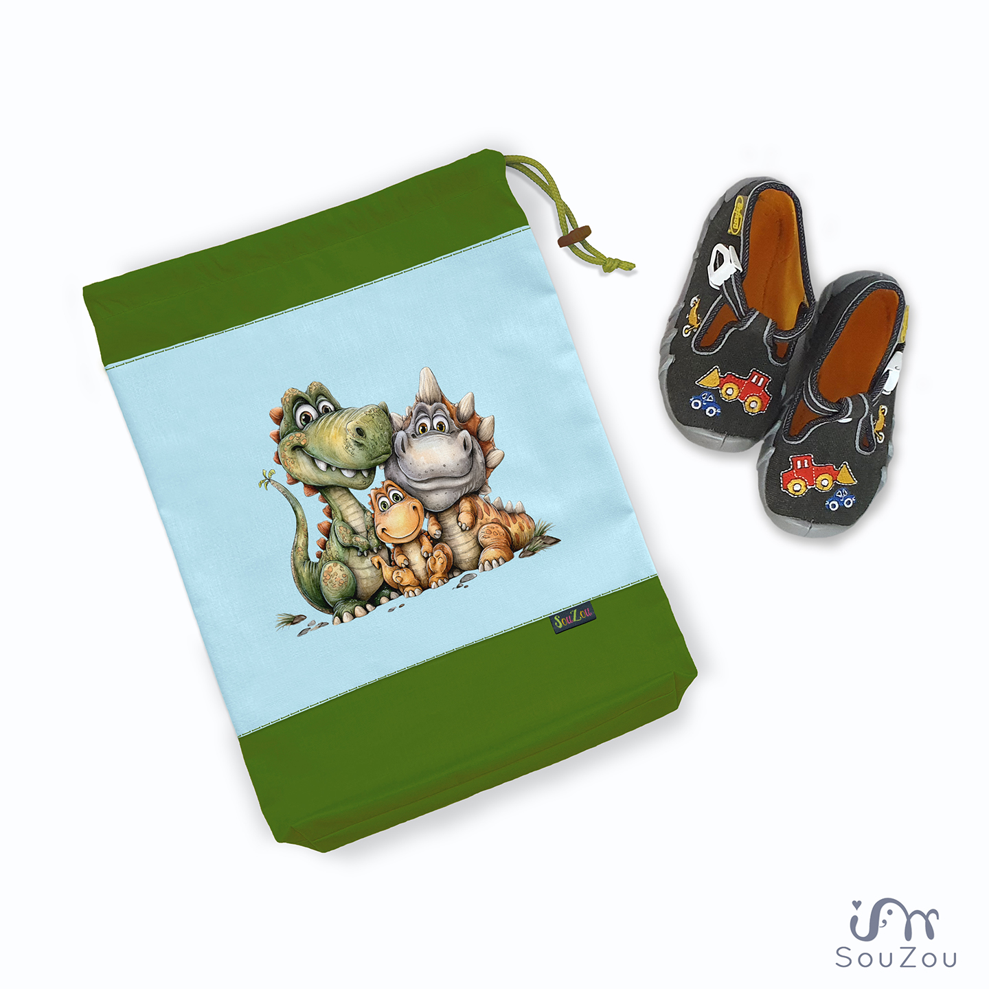 AUTORSKÝ pytlík na bačkorky DINO FAMILY