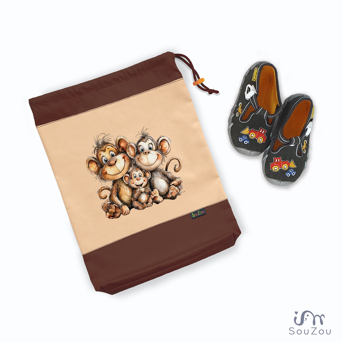 AUTORSKÝ pytlík na bačkorky OPIČKY