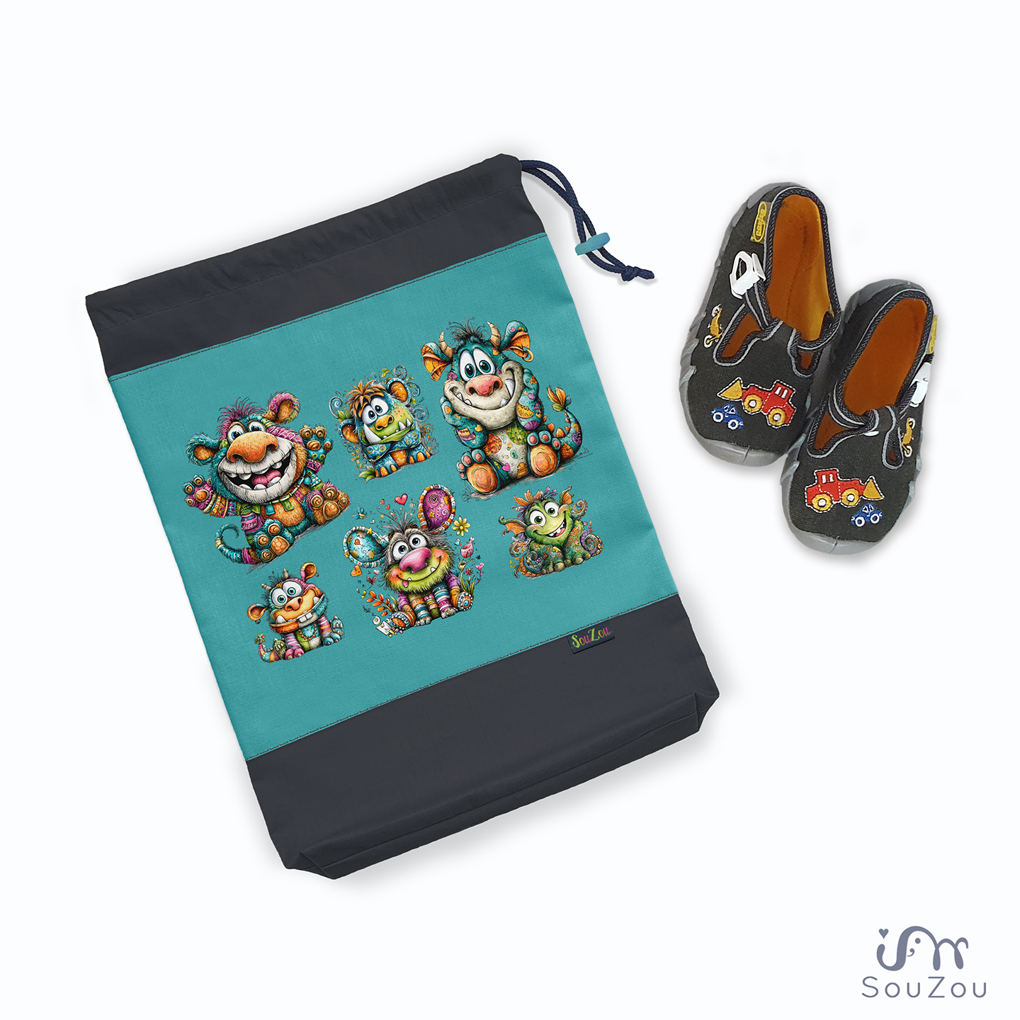 AUTORSKÝ pytlík na bačkorky MONSTER