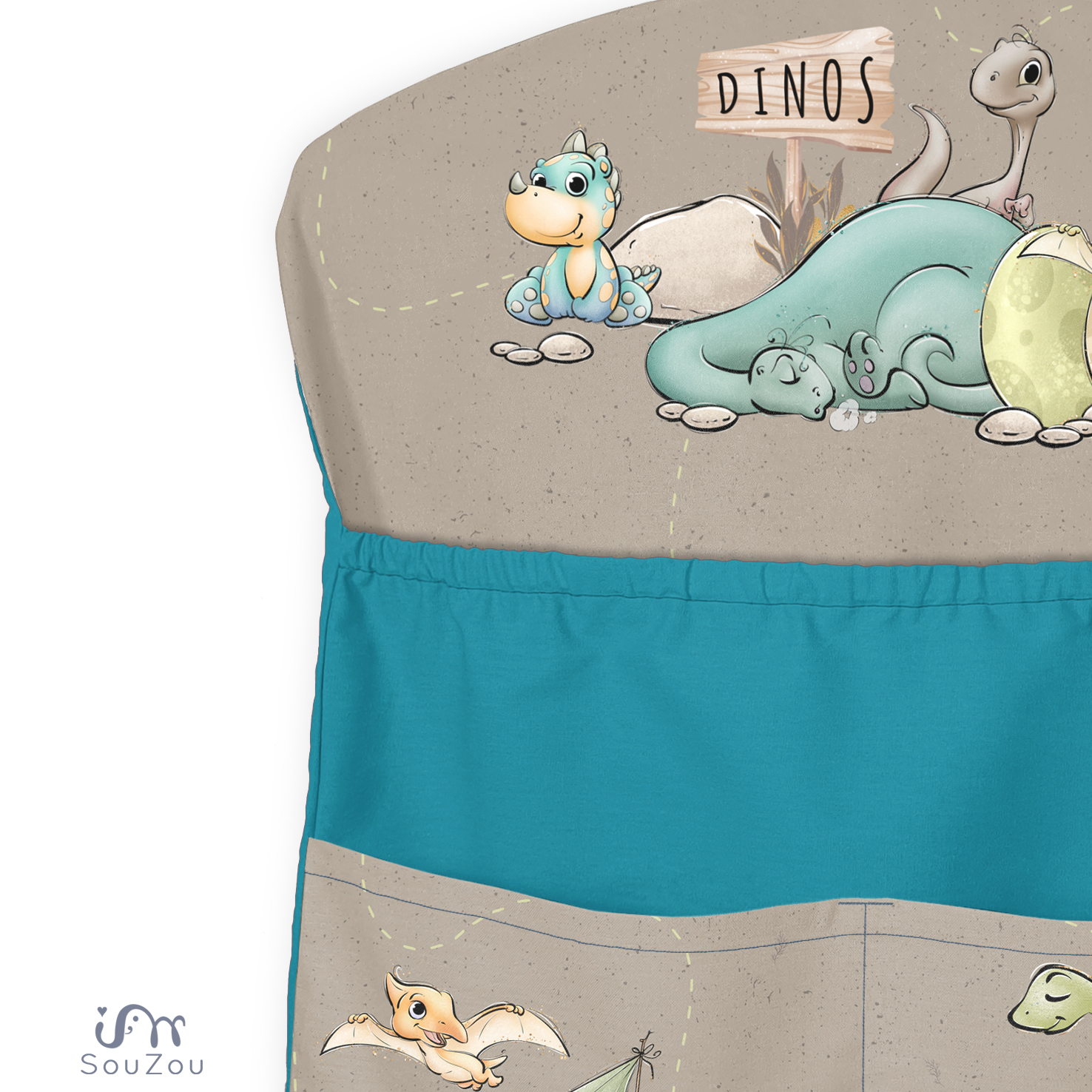 AUTORSKÝ KAPSÁŘ na ramínko do školky DINO