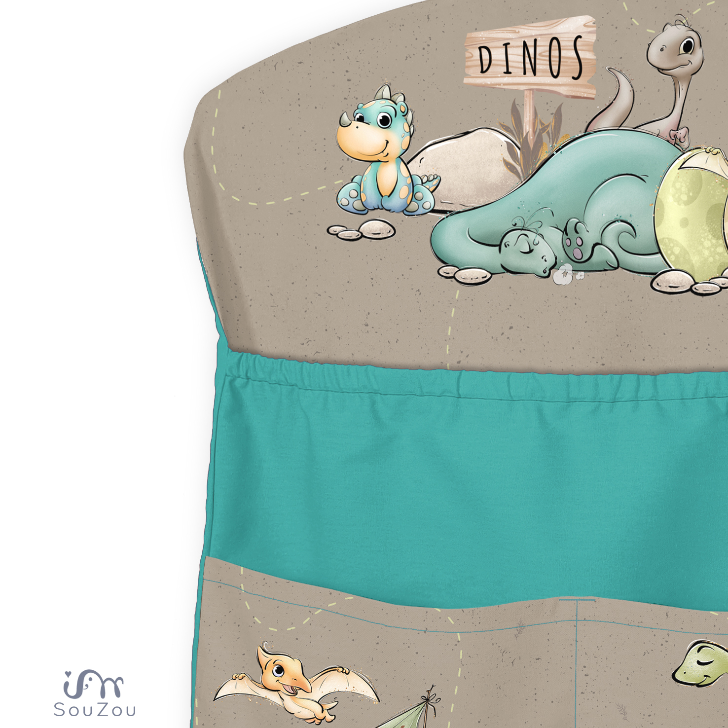 AUTORSKÝ KAPSÁŘ na ramínko do školky DINO