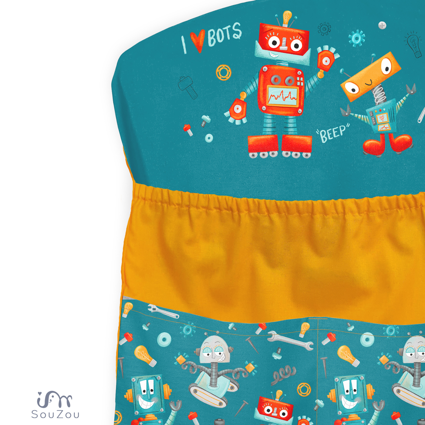 AUTORSKÝ KAPSÁŘ na ramínko do školky ROBOTI