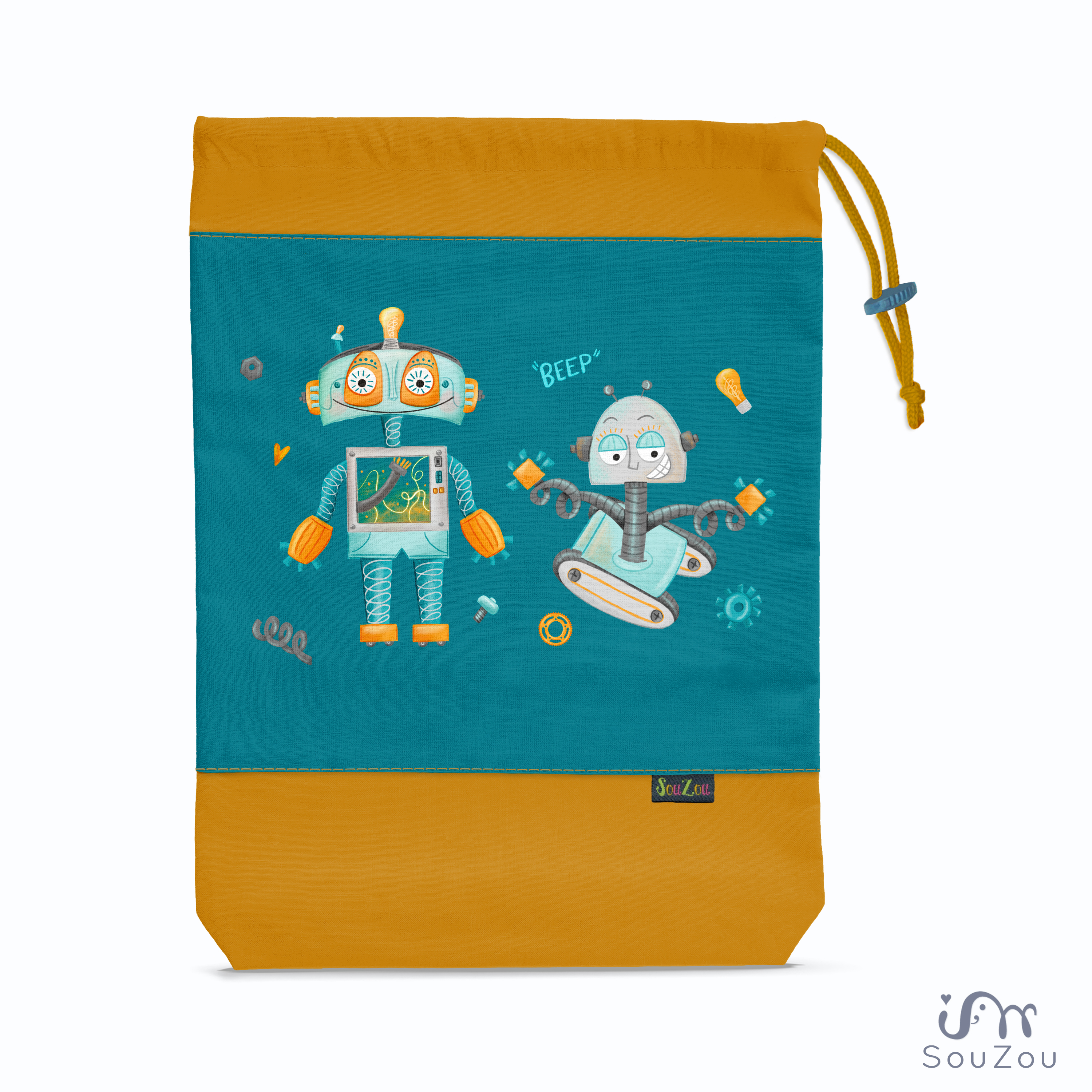 AUTORSKÝ pytlík na bačkorky ROBOTI