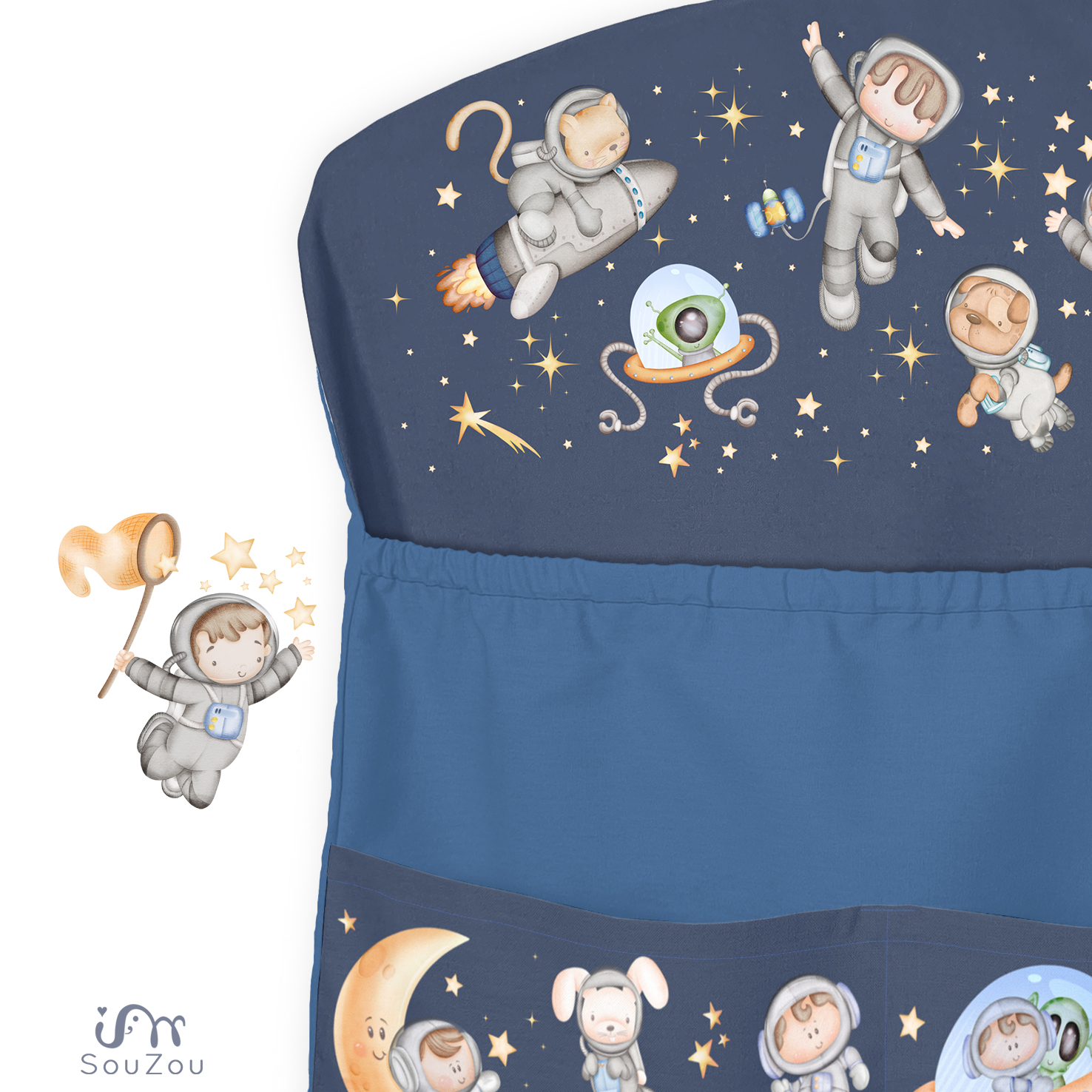 AUTORSKÝ KAPSÁŘ na ramínko do školky VESMÍR