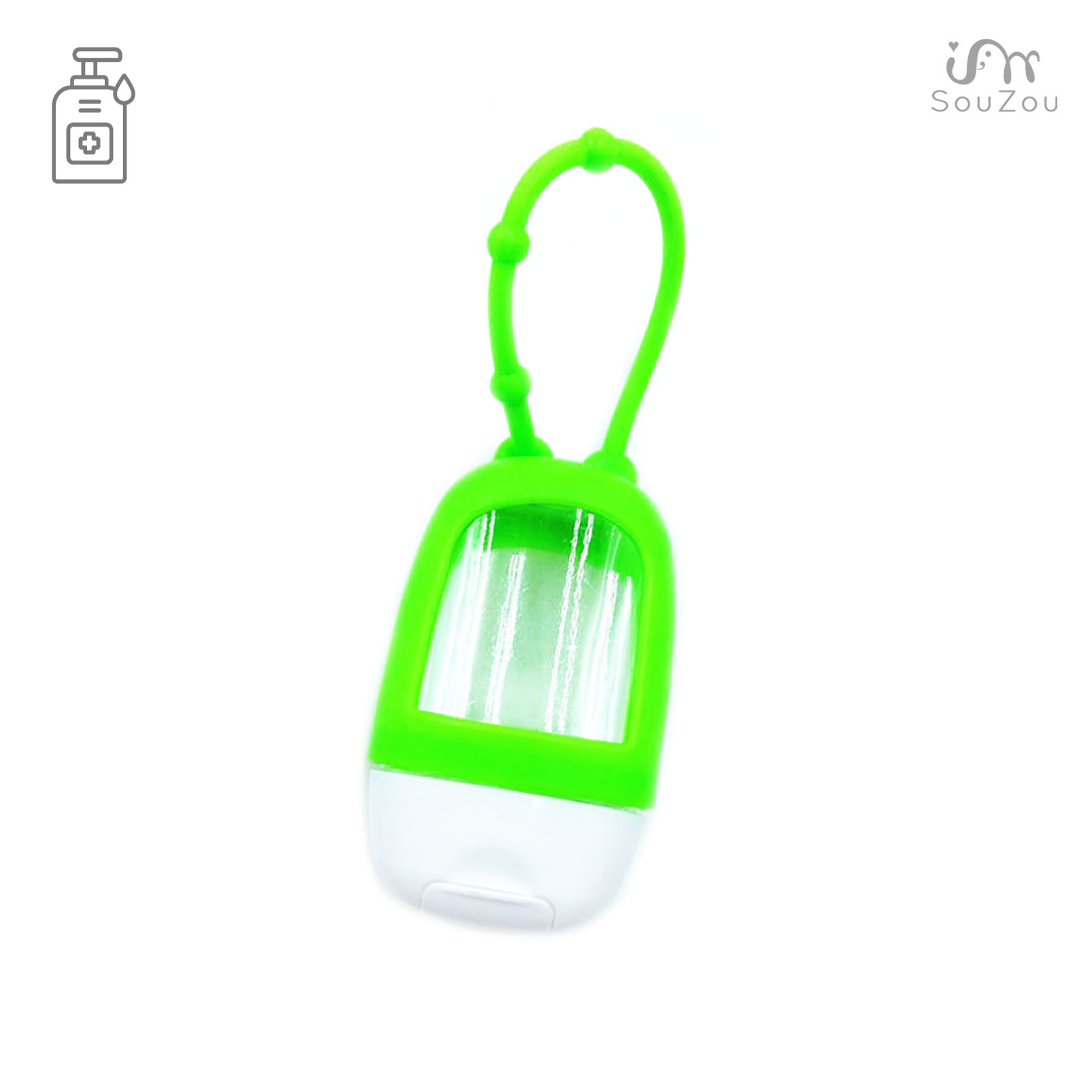 LAHVIČKA NA DEZINFEKČNÍ GEL NA RUCE SE SILIKONOVÝM POUZDREM 